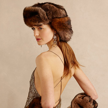 Image of brown shearling trapper hat